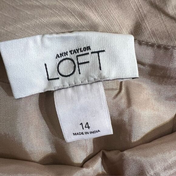 LOFT Womens Skirt 14 Tan Embroidered A-Line - Picture 3 of 4